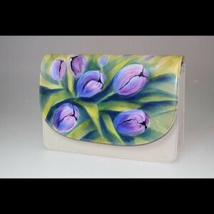 New Authentic Hand painted Floral Genuine Leather Bambas Bag with strap